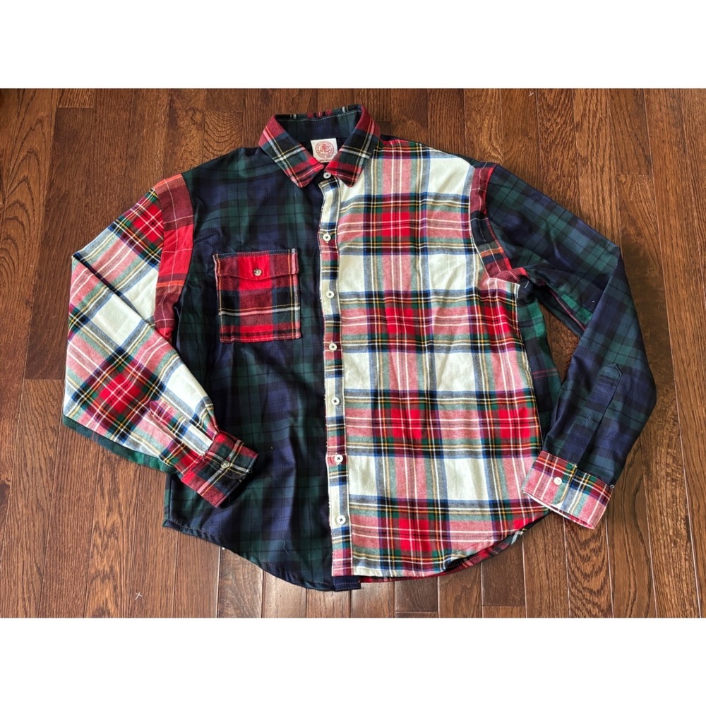 J.Press Handmade 1/1 Patchwork Plaid Shirt Mens Medium Made in USA Jack Carlson
